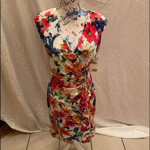 American Living V-neck flower dress, sleeveless size 8 with ruffle accents